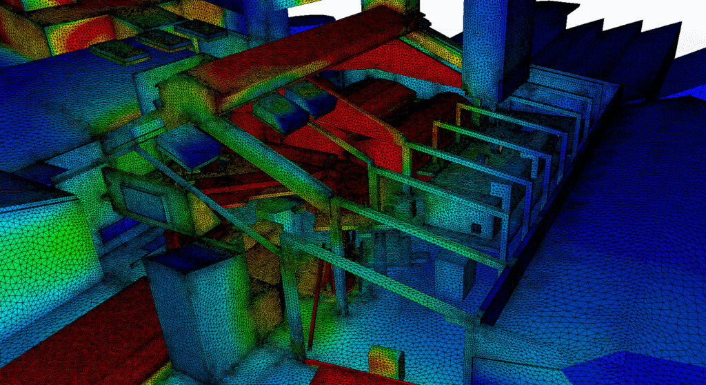 Maillage CFD - bâtiment four - grande précision - haute densité