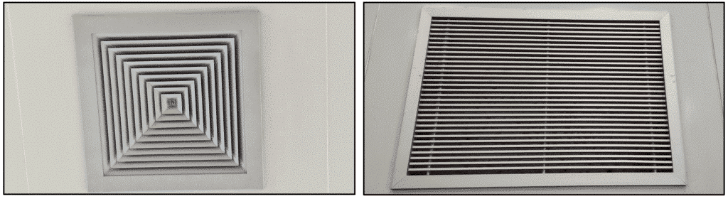 Photo de grilles de diffusions d'air dans un laboratoire