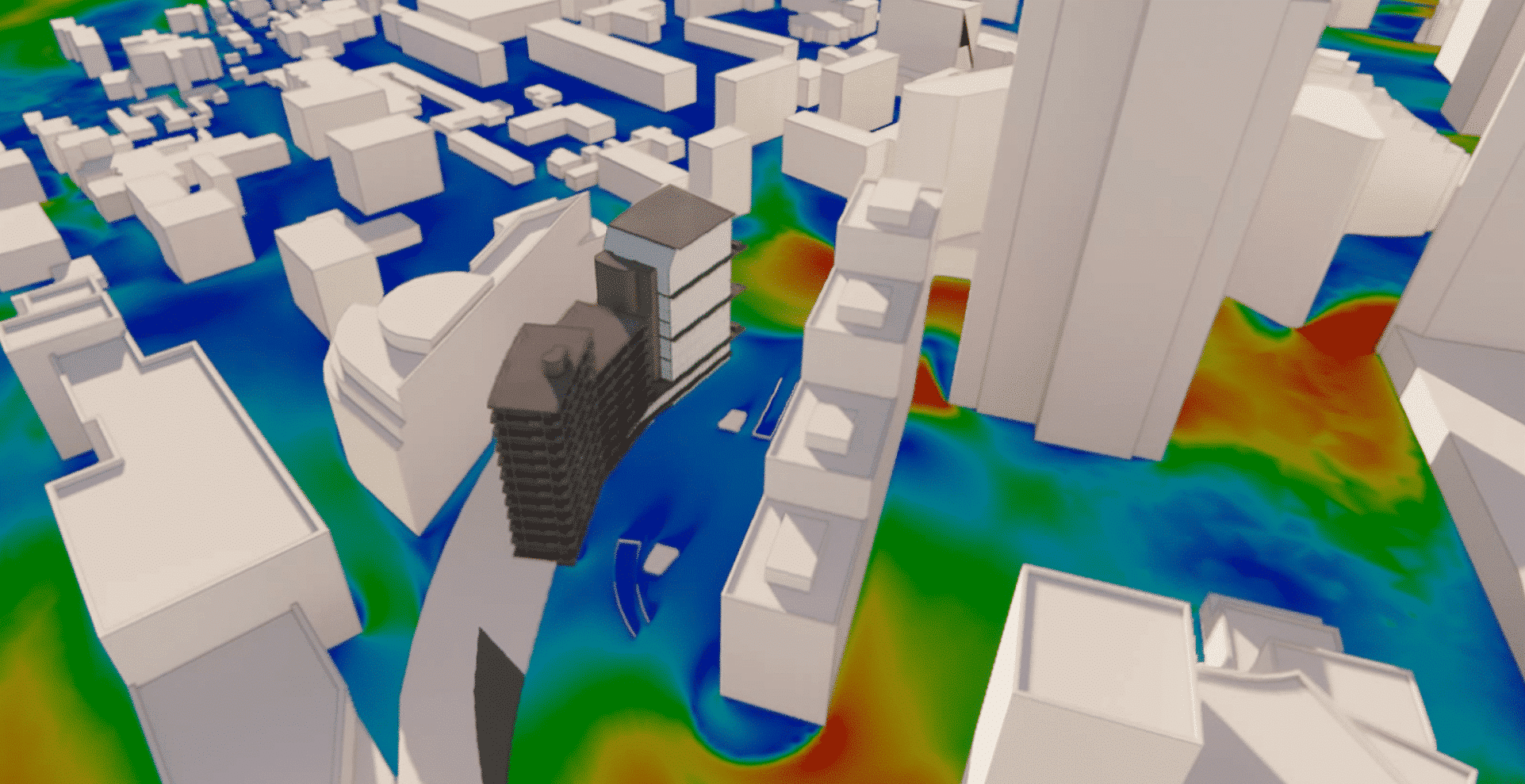 Simulation de la dynamique du vent à La Défense à l'aide de la CFD.