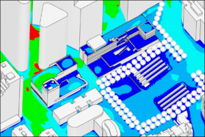 Étude CFD sur le confort piétonnier à La Défense en haute résolution.