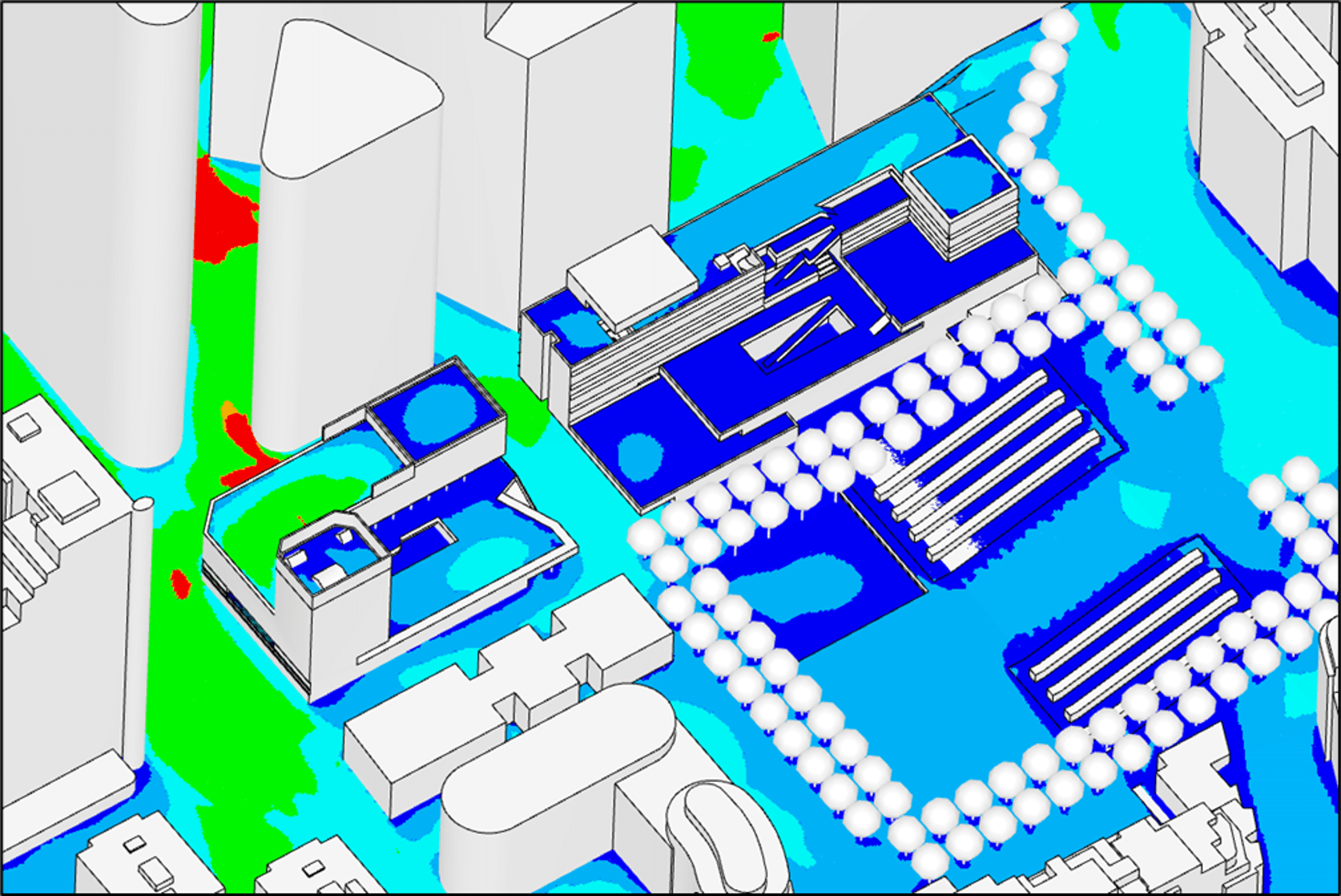 Étude CFD sur le confort piétonnier à La Défense en haute résolution.